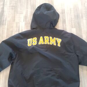 US ARMY VTG Gear For Sports Reversible Black Nylon Gray Fleece Jacket Men's XL